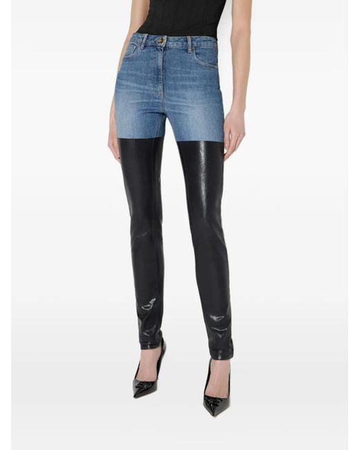 Elisabetta Franchi Blue Cigarette Jeans With Double Texture