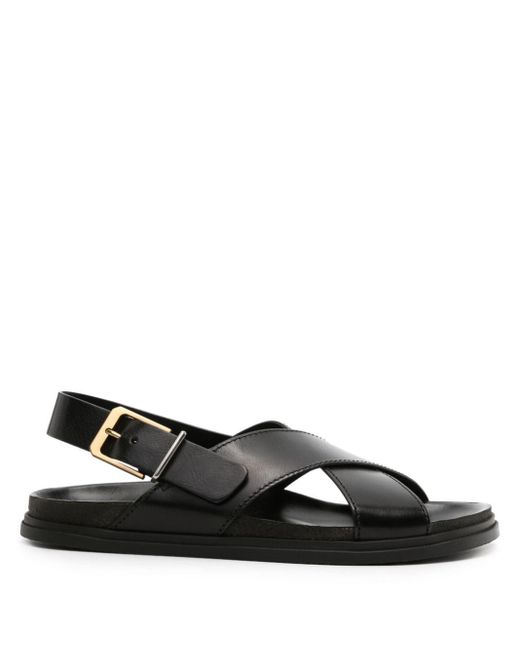 The Row Black Buckled Leather Sandals