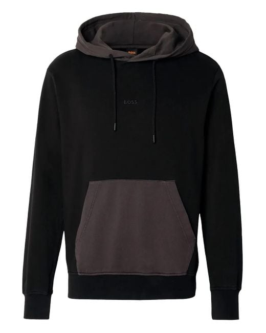 Boss Black Two-Tone Kangaroo-Pocket Hoodie for men
