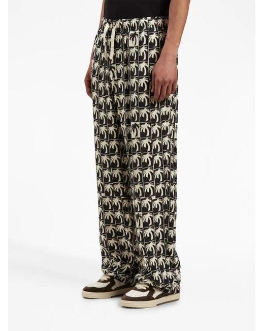 メンズ Palm Angels プリント ワイドパンツ Black