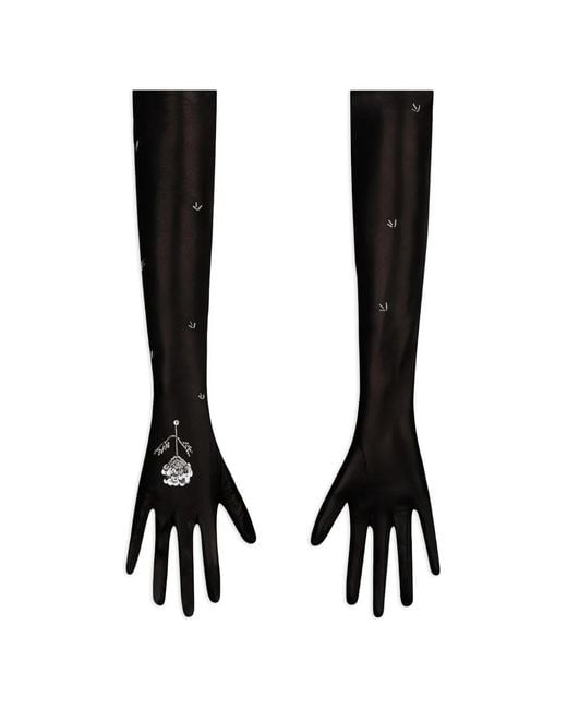 Anna October Black Tona Sequin-Embellished Opera-Length Gloves