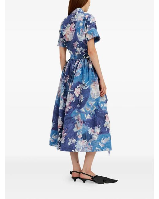 Erdem Blue Midirock Mit Blumen-Print