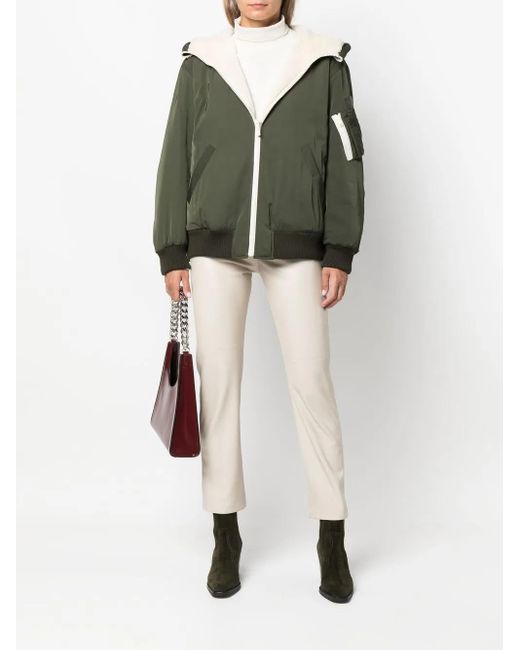 Yves Salomon Green Reversible Hooded Bomber Jacket