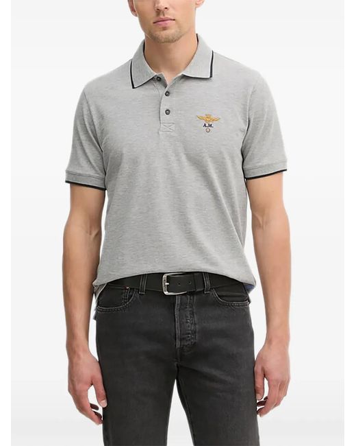 Aeronautica Militare Gray Polo À Broderies for men