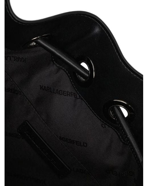 Karl Lagerfeld Black Logo-Plaque Drawstring-Fastening Tote Bag