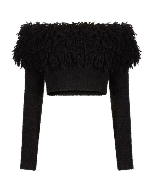 Nina Ricci Black Schulterfreies Oberteil mit Fransen
