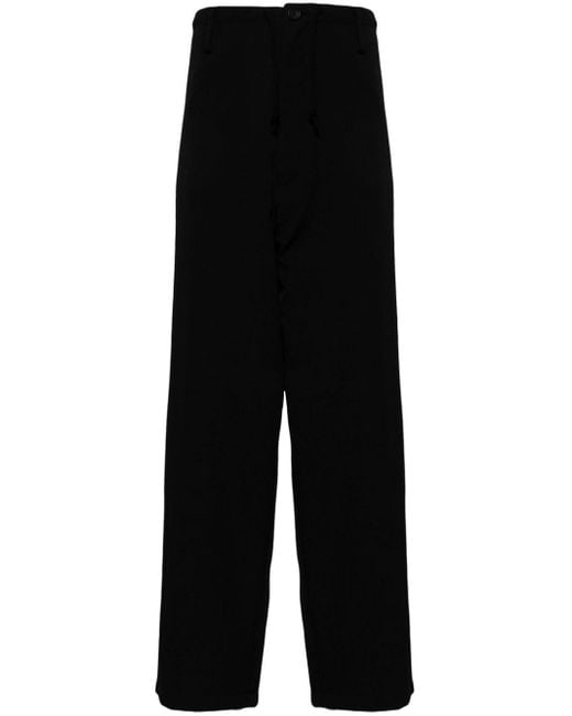 Yohji Yamamoto Black Dropped-crotch Wool Trousers for men