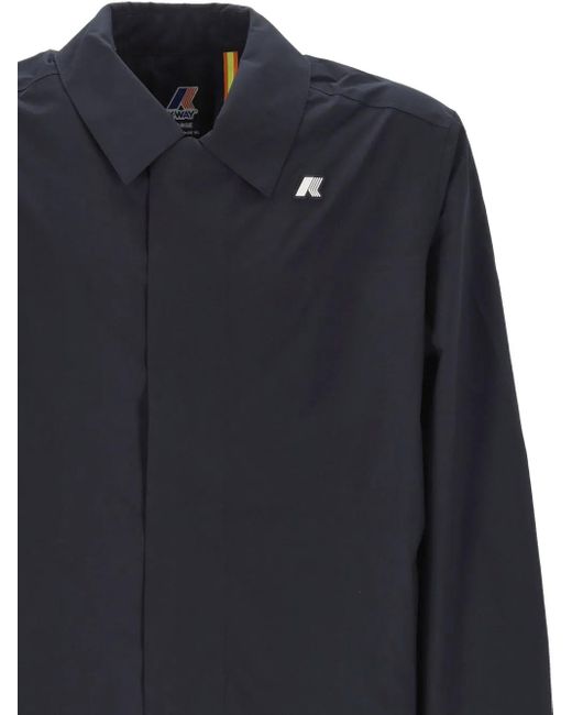 K-Way Blue Logo-Patch Trench Coat