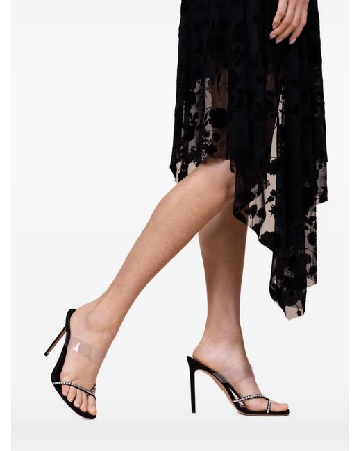 Aquazzura Black Movie Rhinestone-Strap Sandals