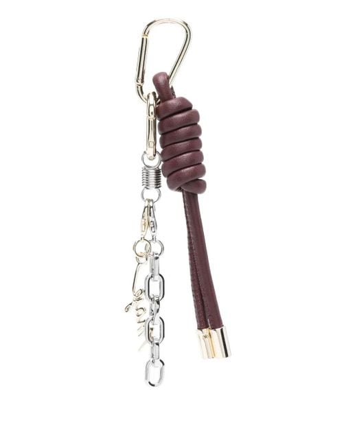 Maje レザーノット キーホルダー White