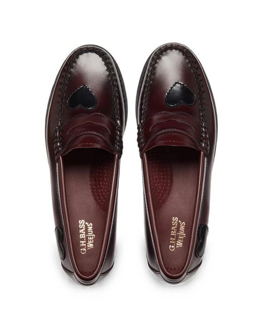 G.H.BASS White Weejuns Heart-Patch Loafers
