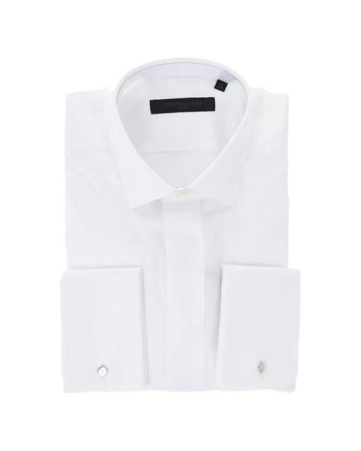 Corneliani White Concealed-Placket Poplin Shirt for men