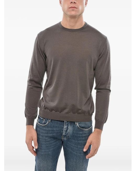 Malo Gray Crew-Neck Cashmere Sweater for men