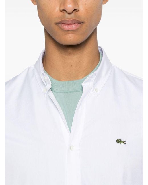 Chemise en coton à patch logo Lacoste pour homme en coloris White