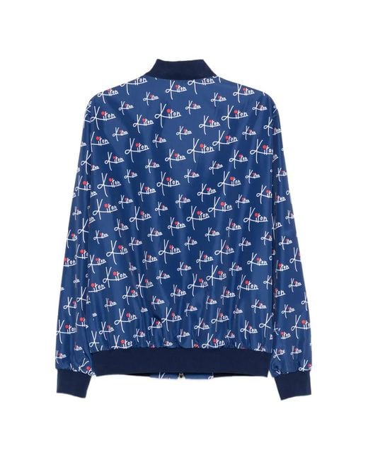 Kiton Blue Zip Printed Jacket for men