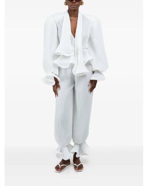 ROWEN ROSE White Pleated Trousers