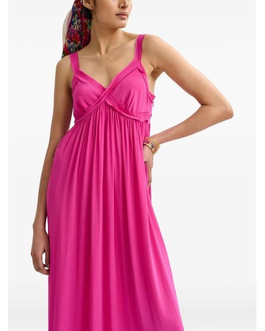 Essentiel Antwerp Pink "Jacobean" Maxi Babydoll Dress