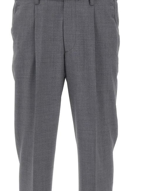 Devore Gray Cuffed-Hem Tailored Trousers for men