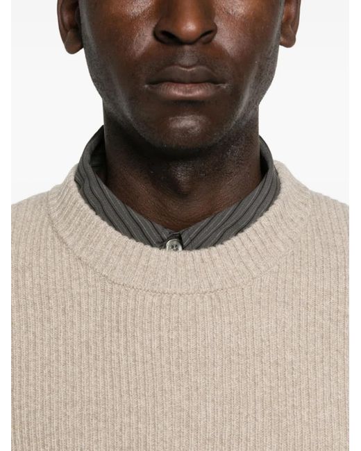 Jersey de canalé con cuello redondo Roberto Collina de hombre de color Natural