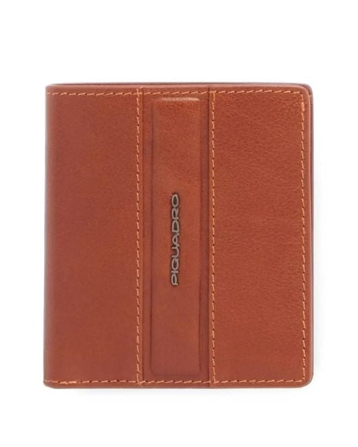 Piquadro Brown Victor Logo-Plaque Bifold Wallet for men