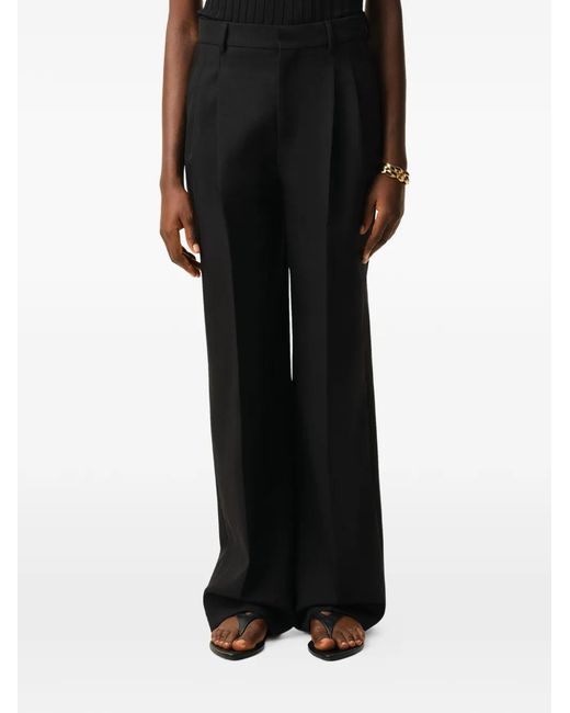 AMI Black New Wool Low Waist Wide Trousers