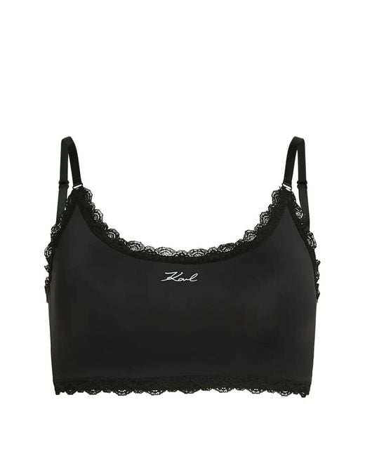 Karl Lagerfeld Black Brassière À Détails De Dentelle