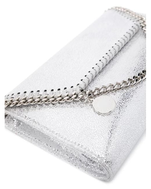 Stella McCartney White Falabella Wallet Metallic-Finish Crossbody Bag