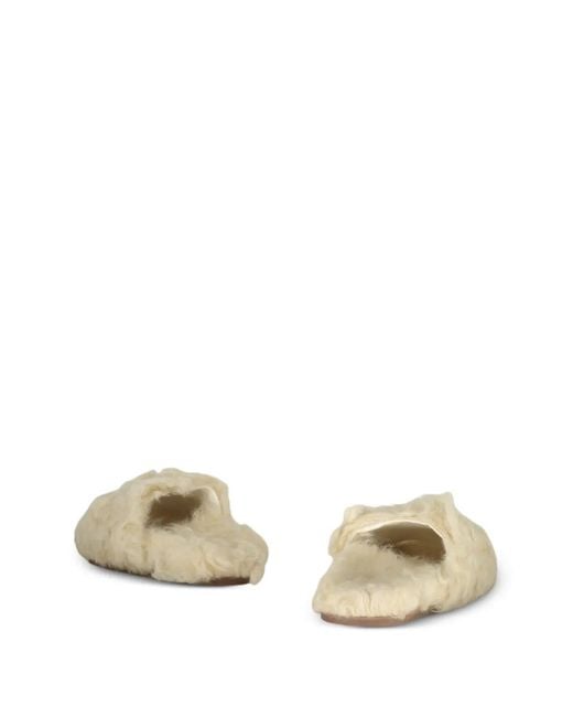 Red(v) White Open-Toe Shearling Sandals