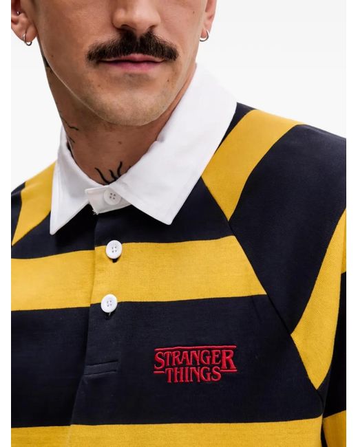 Benetton Blue X Stranger Things Striped Polo Shirt for men
