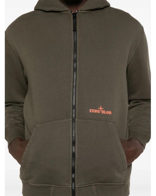 Stone Island Green Cotton Fleece Hoodie for men