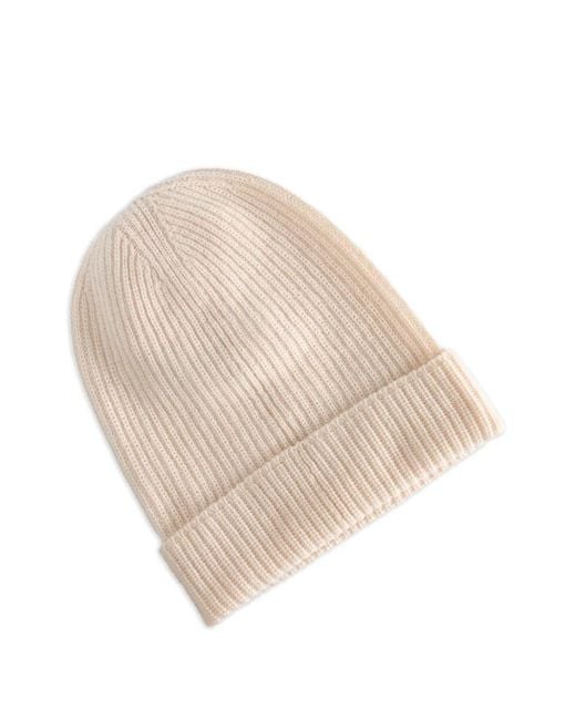 The Elder Statesman Natural Ribbed Hat