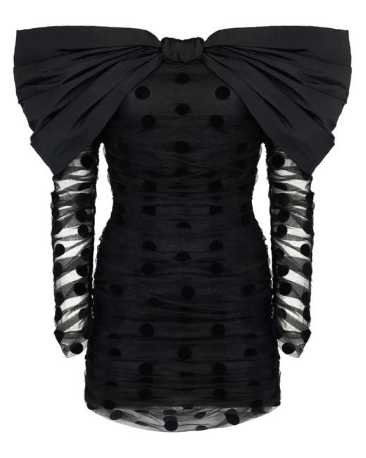 Nina Ricci Black Oversized-Bow Neckline Tulle Dress