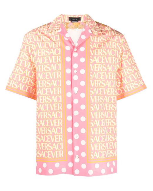 Allover Seidenhemd Versace de hombre de color Pink