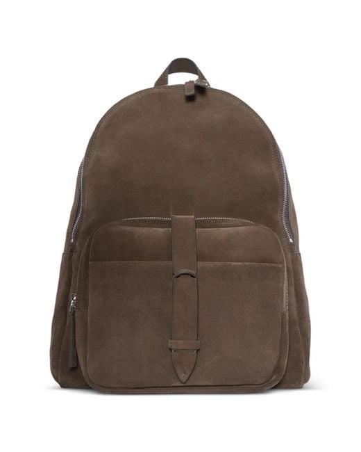 Orciani Brown Front-Strap Suede Backpack for men