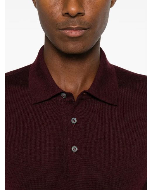 Tagliatore Red Long-Sleeves Polo Shirt for men