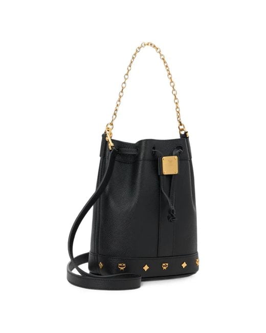 Borsa A Secchiello Mini Con Placca Logo di MCM in Black