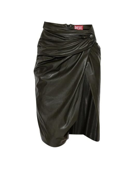 DIESEL Black Draped Pencil Skirt With Split