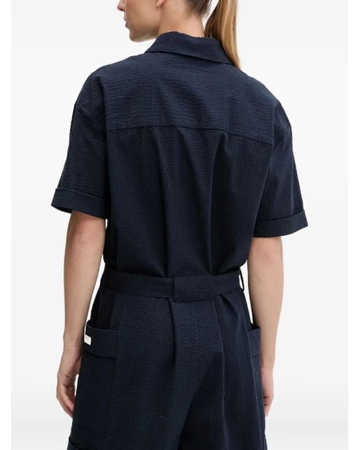 EA7 Blue Textured Belted Playsuit