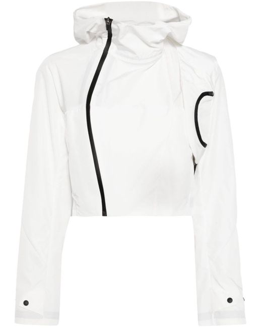 Hyein Seo White Hooded Cropped Shell Jacket