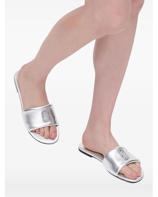 Marc Jacobs White Metallic-Leather Sandals