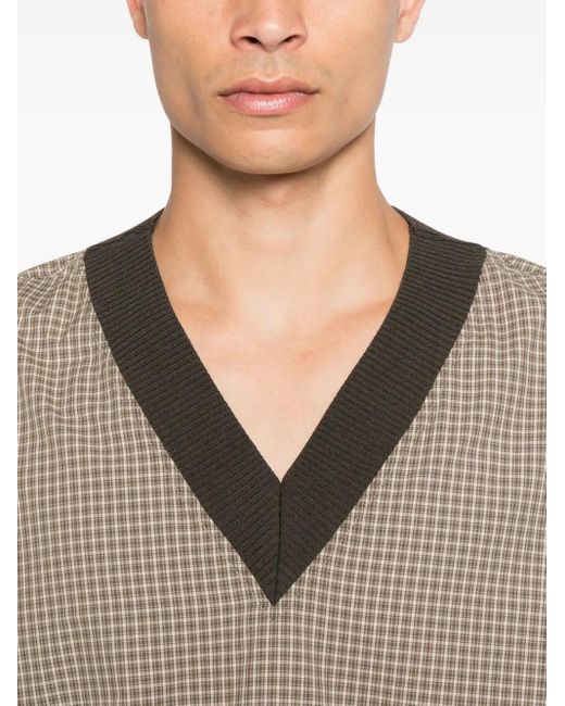 Nanushka Natural Checked V-Neck Top for men