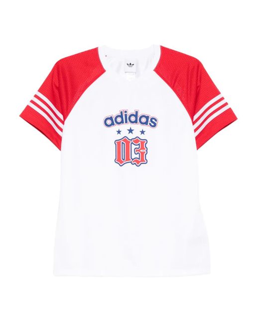 Adidas Red Logo-Print T-Shirt