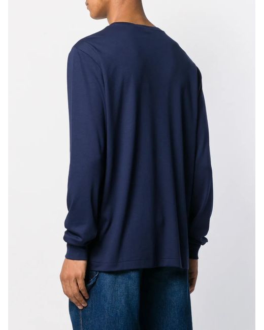 Polo Ralph Lauren Blue Embroidered Long-Sleeved T-Shirt for men