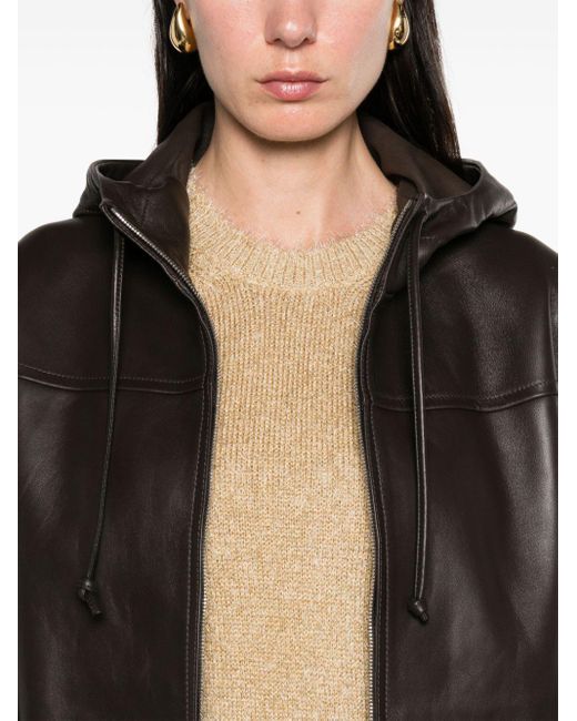 Bottega Veneta Black Hooded Leather Jacket - Women's - Cotton/lambskin
