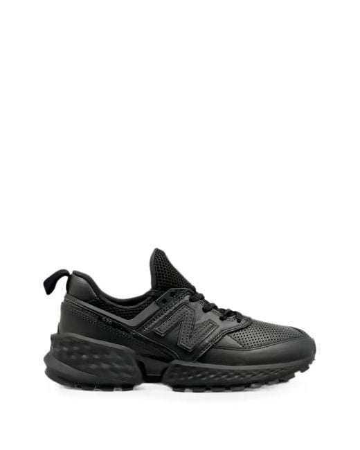 New Balance Black 574 Panelled-Leather Sneakers