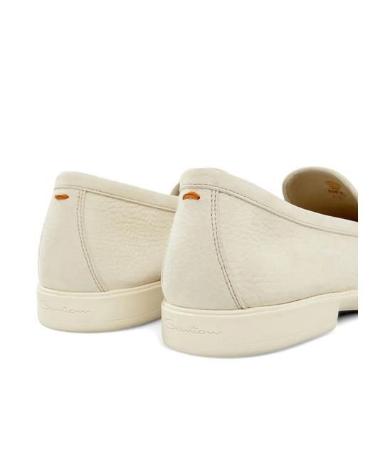 Santoni Natural Mocassins En Cuir Grainé