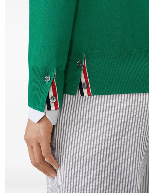 Thom Browne Green Four-Bar Fine-Merino Wool Cardigan