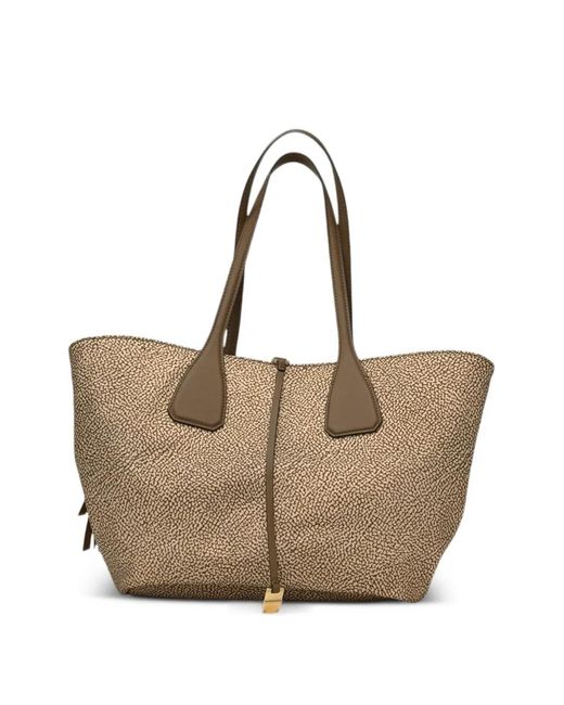 Borbonese Natural Medium Printed Shoulder Bag