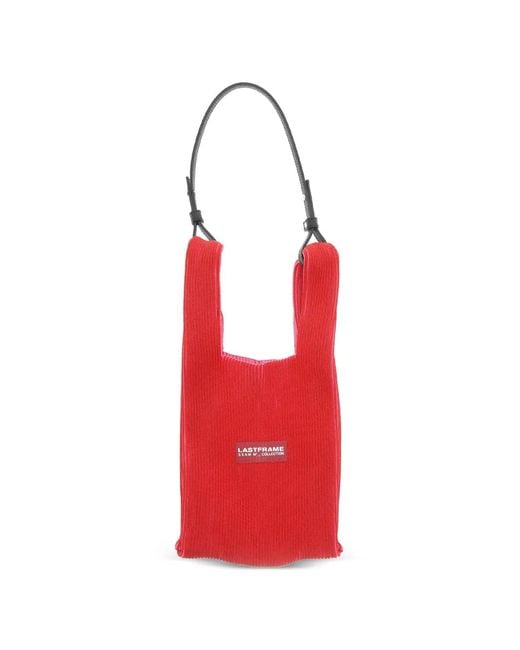 LASTFRAME Red Gerippte Tote Bag Mit Logo-Patch