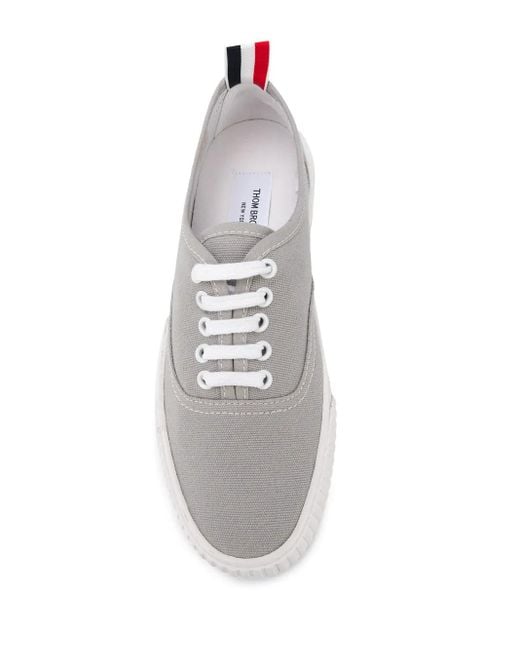 Thom Browne White Heritage Canvas Sneakers